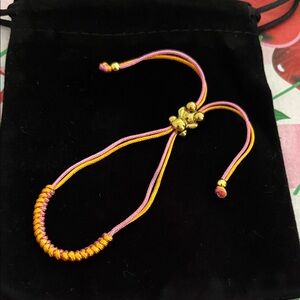 Pink and Orange Bear Braided Bracelet